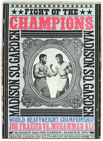 1971 Muhammad Ali World Heavyweight Champion Signed & Inscribed 13" x 18" Mounted "Fight of the Champions" Broadside (JSA)