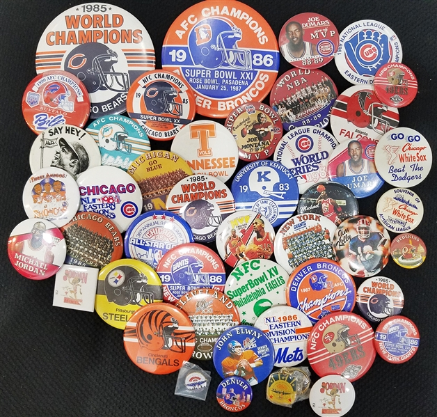 1970-1990s Pinback Button Collection (Lot of 45) 