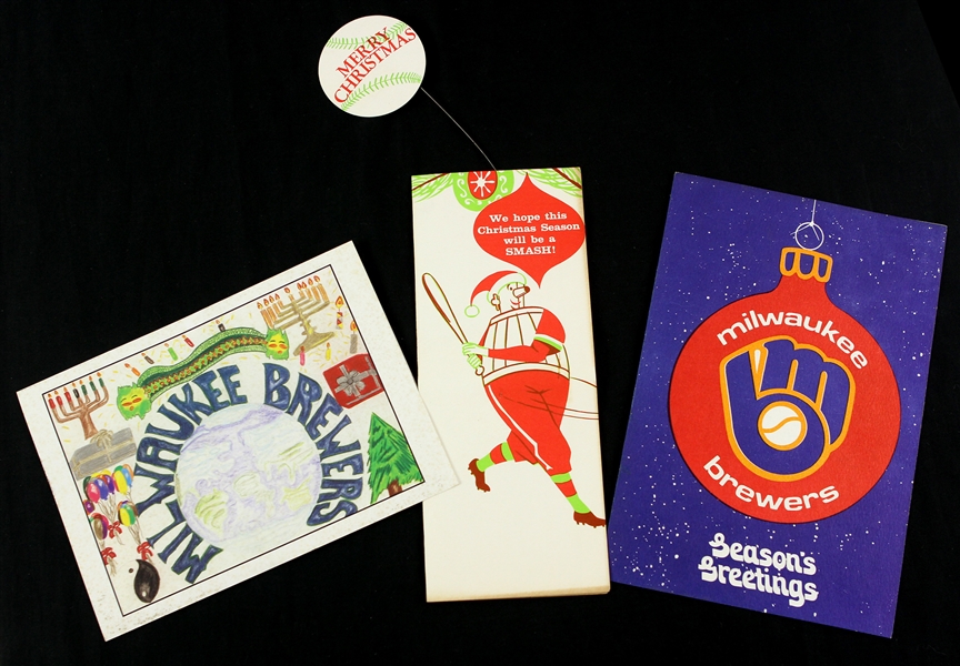 1970s-90s Milwaukee Brewers Christmas Card Collection - Lot of 3 w/ 1970 Inaugural Season & More