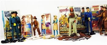 1968 Marx Fort Apache Fighters / 1967 James & Janice West Movable Action Figures (6) 