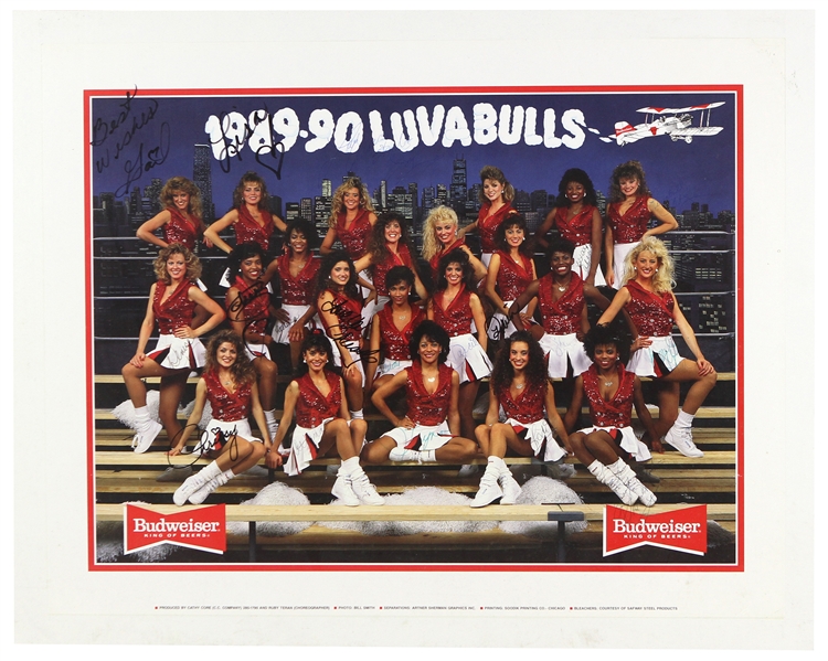 1989-90 Chicago Bulls Luvabulls Dancers Multi Signed 20" x 25" Matted Budweiser Poster