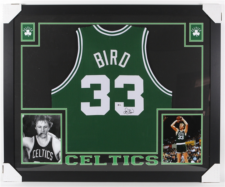 2016 Larry Bird Boston Celtics 36" x 44" Framed Signed Jersey (JSA)