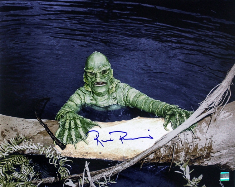 1954 Ricou Browning Creature from the Black Lagoon (depicting Creature holding on to a log) Signed LE 16x20 Color Photo (JSA)