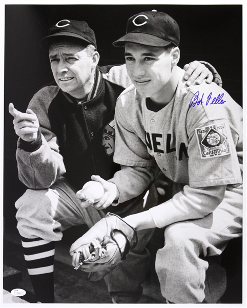 1939 Bob Feller Cleveland Indians “Schooled By The Skipper” Autographed Original 16x20 Hand Developed Photo (JSA)