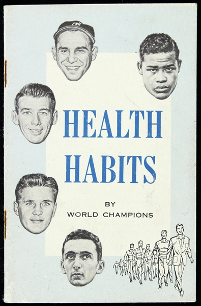 1956 Health Habits By World Champions Booklet w/ Joe Louis, Yogi Berra, Bob Cousy & Doak Walker