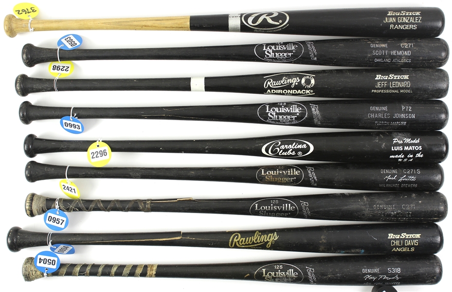 1980s-2000s Professional Model Game Used Bat Collection - Lot of 25 w/ Juan Gonzalez, Chili Davis, Tony Fernandez, Jay Bell & More (MEARS LOA)