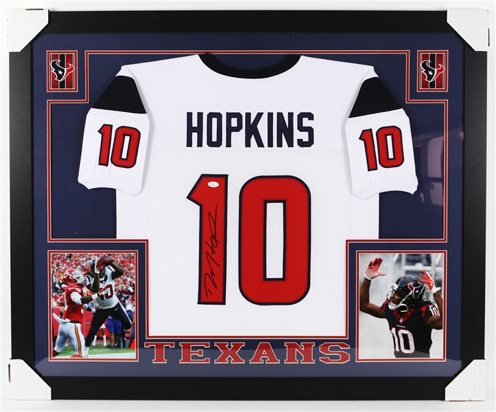2016 DeAndre Hopkins Houston Texans (white) 36" x 44" Framed Signed Jersey *JSA*