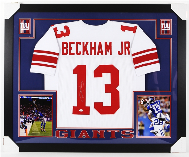 2016 Odell Beckham Jr New York Giants 36" x 44" Framed Signed Jersey *JSA*