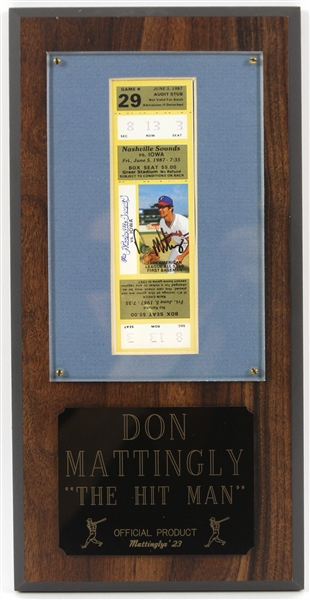 1987 Don Mattingly Nashville Sounds Autograph Ticket (JSA)