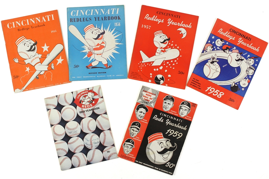1955-1968 Cincinnati Reds Yearbooks (Lot of 6)