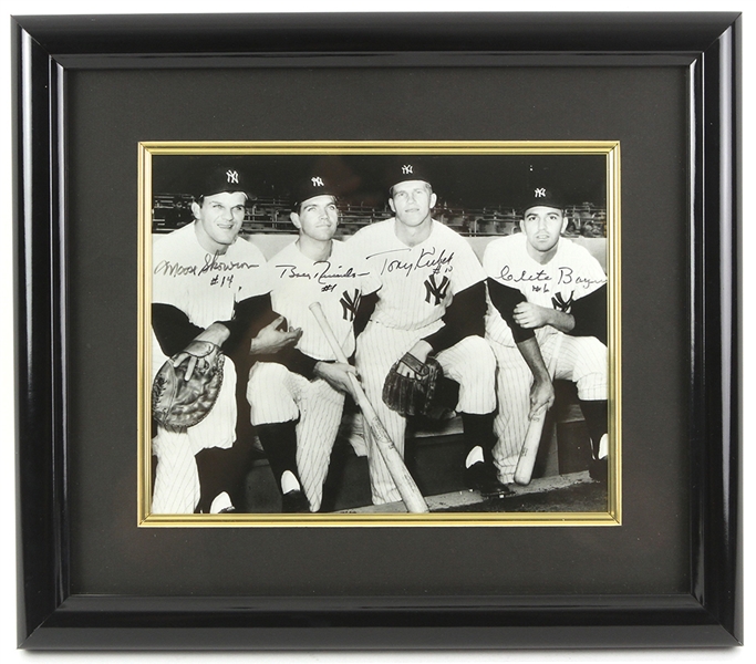 1961 Moose Skowron, Bobby Richardson, Tony Kubek, & Clete Boyer Signed New York Yankees 13x15 Framed Photo (JSA)