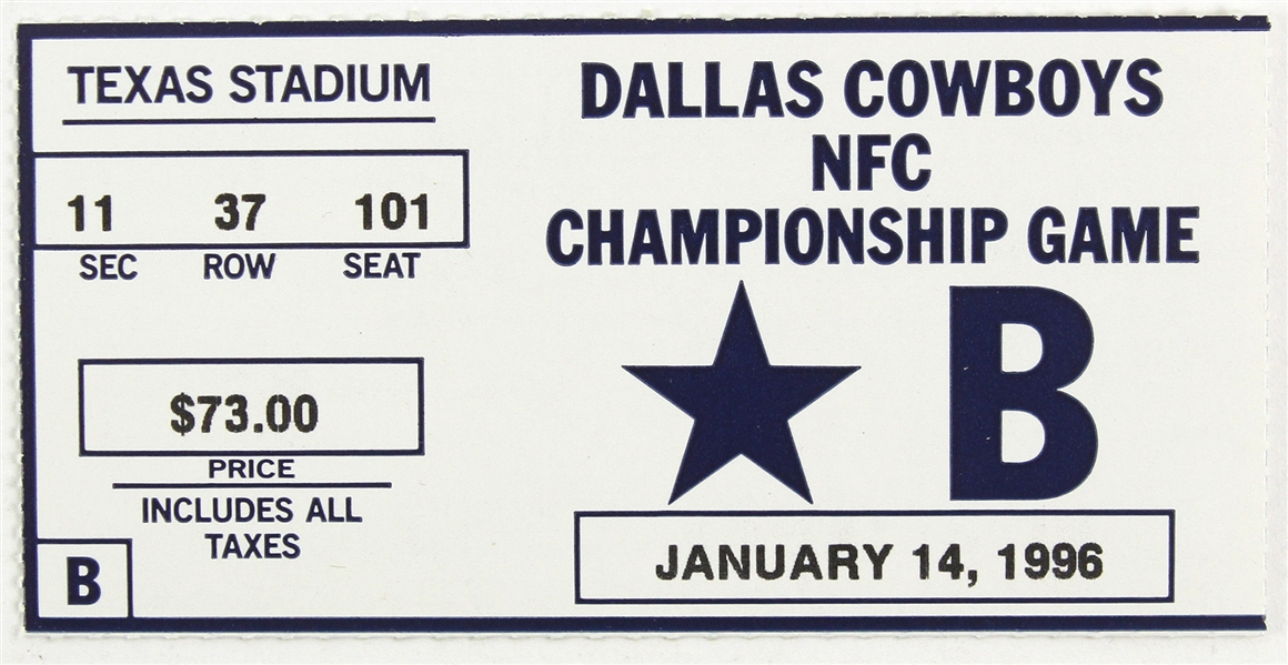1996 Dallas Cowboys NFC Championship Game Ticket Stub