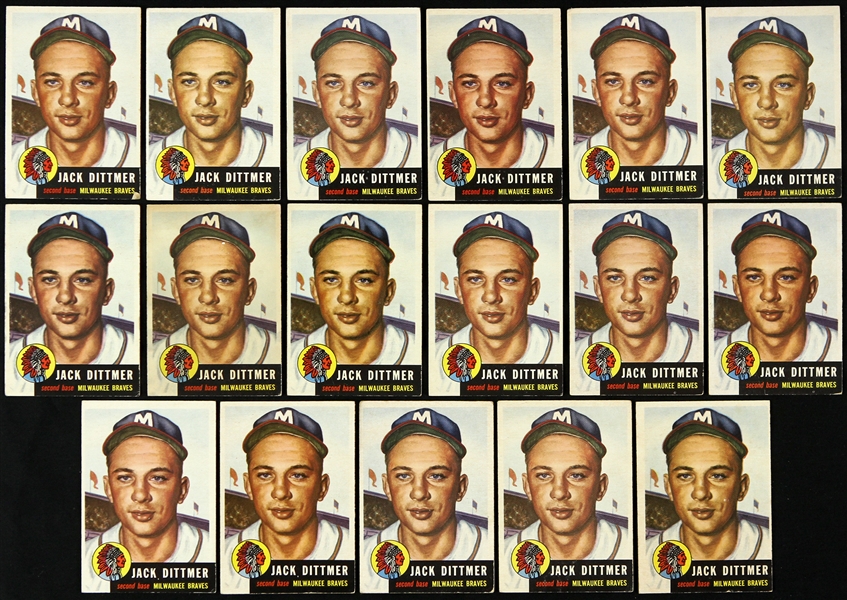1957 Jim Bunning Topps RC & 1953 Jack Dittmer Milwaukee Braves Card Collection