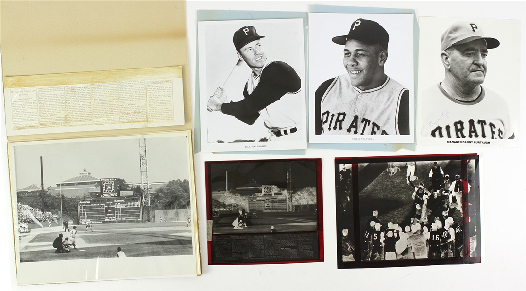 1960 Bill Mazeroski Pittsburgh Pirates WS Home Run Negatives Lot of 2 w/ Photos and Alumni Magazines (JSA)