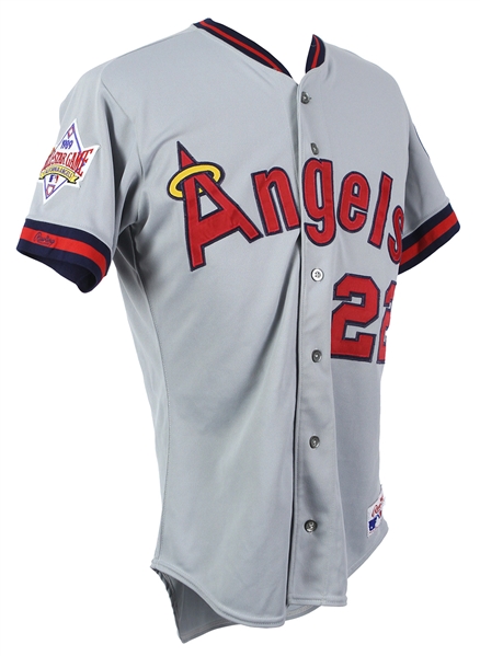 1989 Dick Schofield California Angels Team Issued Road Gray Jersey (MEARS LOA)