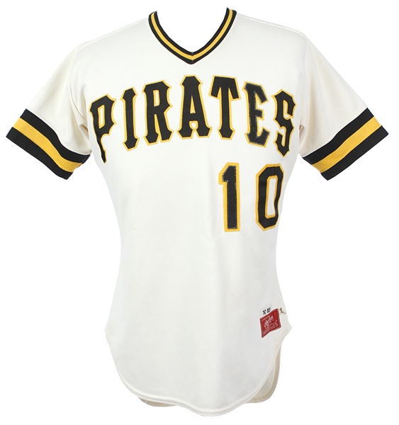1985 Tim Foli Pittsburgh Pirates Team Issued Home White Jersey (MEARS LOA)