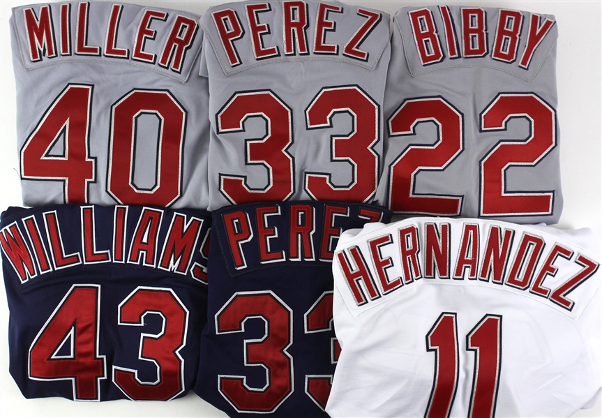 2000-2008 Cleveland Indians Team Issued Jerseys Including Jose Hernandez, Eduardo Perez and More (Lot of 6)(MEARS LOA)