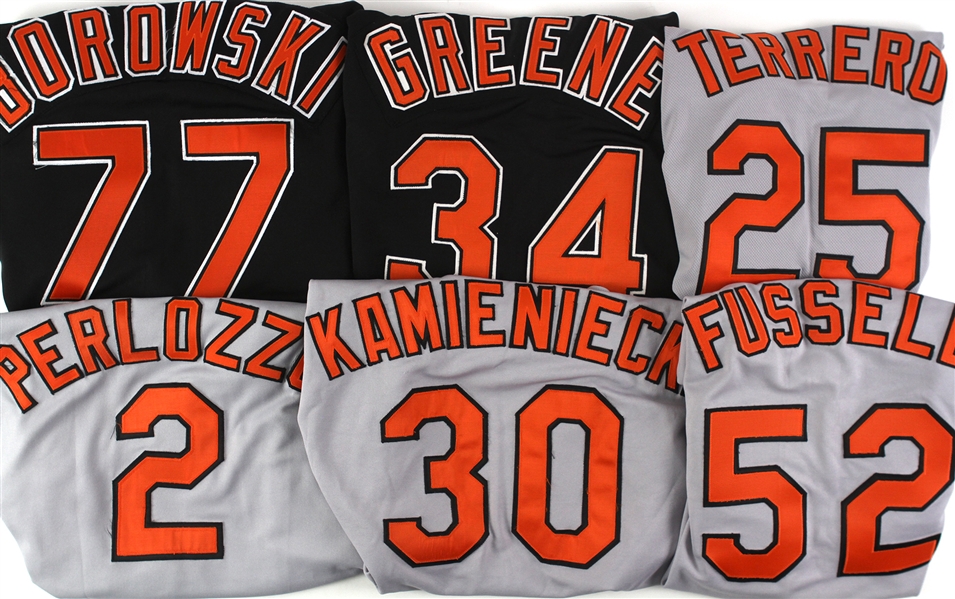 1995-2006 Baltimore Orioles Game Worn and Team Issued Jerseys Including Scott Kamieniecki, Luis Terrero and More (Lot of 6)(MEARS LOA)
