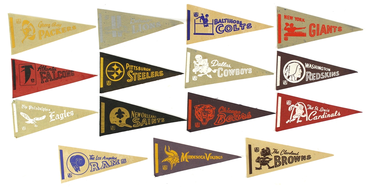 1960-70s Vintage MLB, NFL, and College 4” -- 11 ½” Pennants (Lot of 119)