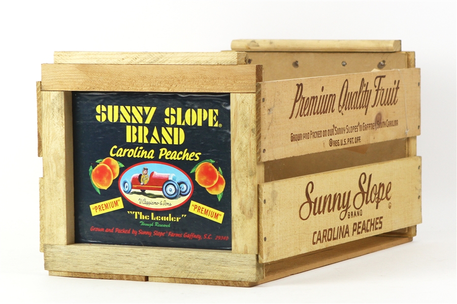 1960-70s Vintage Sunny Slope Brand Peaches Wood Crate