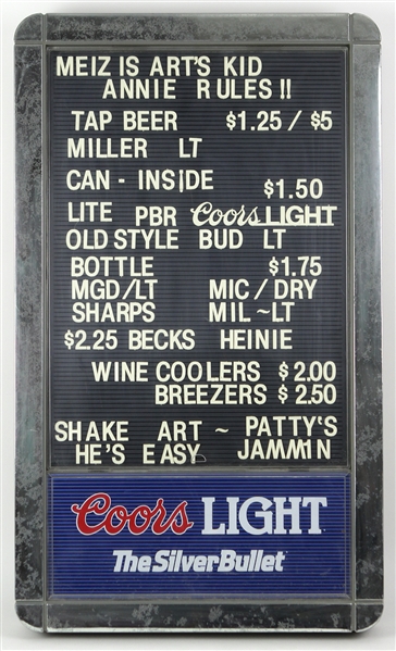 1991 Coors Light Menu Board