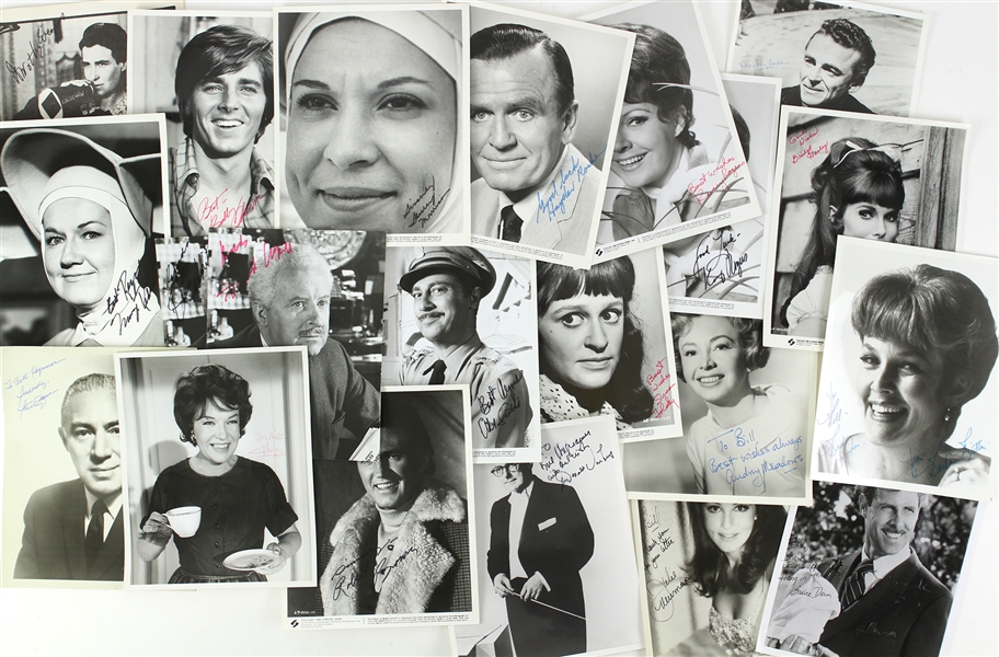 1950’s-1970’s Celebrity and Muscian Personalized Autographed Photos 3 ½” x 5 ½” to 8”x10”, Addressed Envelopes, and Christmas Cards Featuring Robert Alda, Billy Sullivan, Bob Newhart, Makalia Jackson
