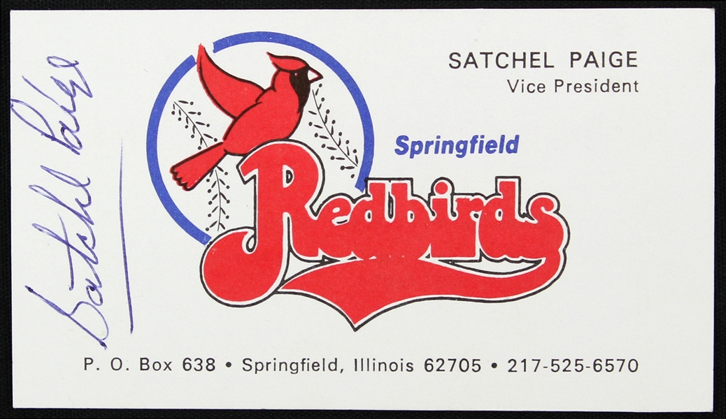 Satchell Paige Springfield Redbirds Signed Business Card