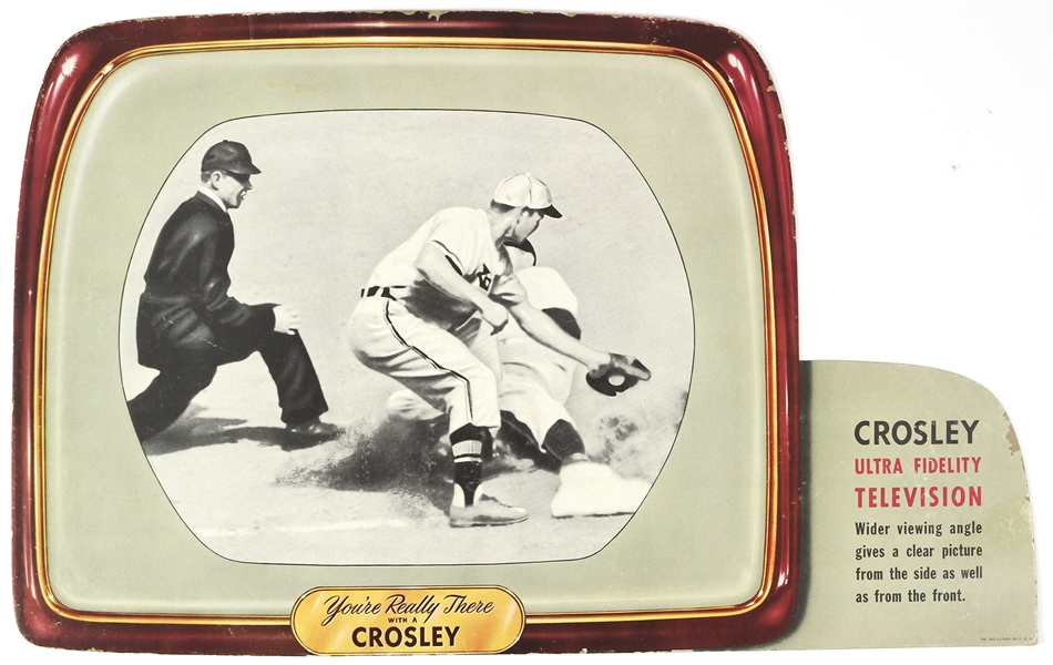 1940s Cincinnati Reds Crosley Field Cardboard TV Advertising Display "RARE"