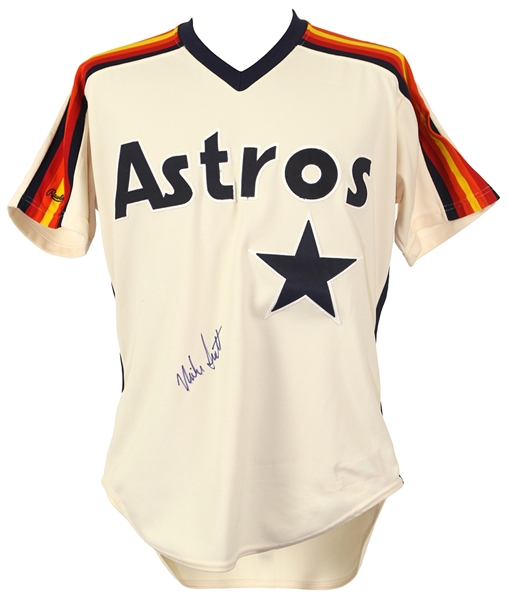 1988 Mike Scott Houston Astros Game Worn Autographed Cream Jersey (MEARS LOA, MLB Authentication holo)*JSA*