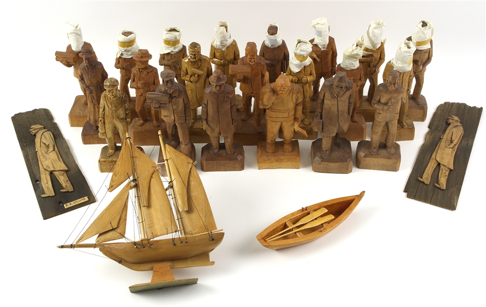 1940s-50s R.A. Struck Carved Wooden Figure Collection (25)