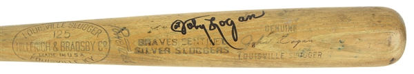 1957 circa Milwaukee Braves Star Rare Johnny Logan H&B Louisville Slugger "Silver Sluggers" Professional Model Game Bat (MEARS LOA/JSA)