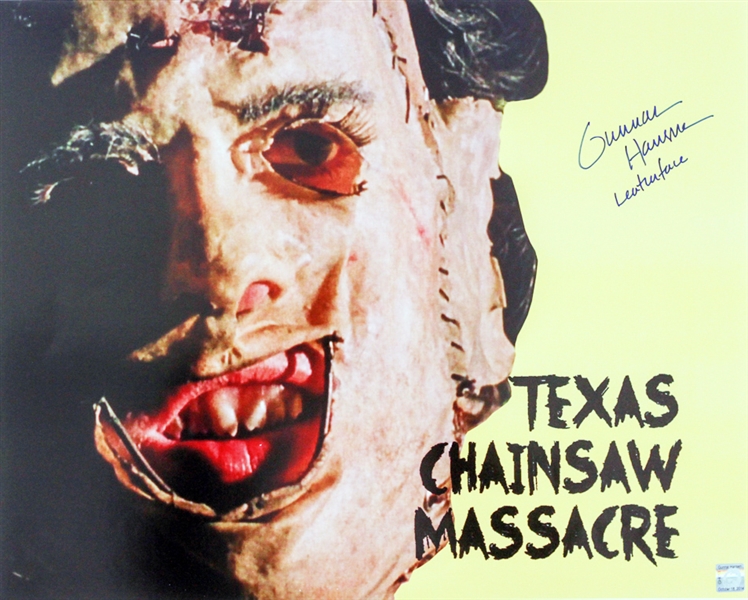 1974 Gunnar Hansen Texas Chainsaw Massacre (close-up of Leatherface) Signed LE 16x20 Color Photo (JSA)