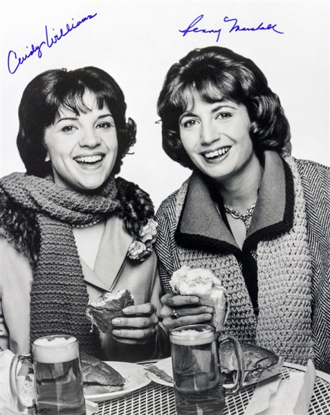 1976-1983 Laverne & Shirley Penny Marshall / Cindy Williams (posed having a beer) Signed LE 16x20 B&W Photo (JSA)
