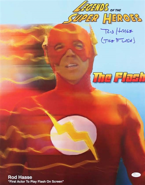 1978 Rod Haase “Flash” Legends of the Superheroes Signed LE 16x20 Color Poster (JSA) “First Action To Appear As Flash”