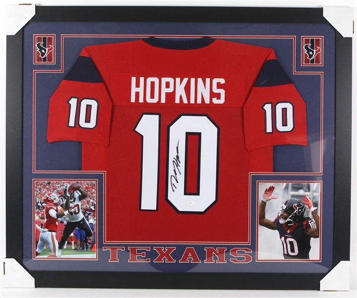 2016 DeAndre Hopkins Houston Texans (Red) 36" x 44" Framed Signed Jersey *JSA*