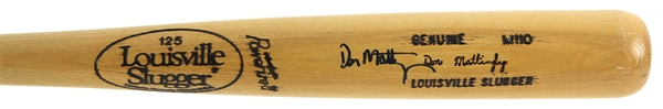 1985-86 Don Mattingly New York Yankees Louisville Slugger Professional Model Autographed Game Bat (MEARS LOA / JSA)