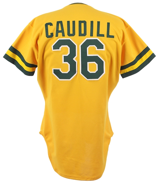 1984 Bill Caudhill Oakland Athletics Team Issued Yellow Alternate Jersey (MEARS LOA)