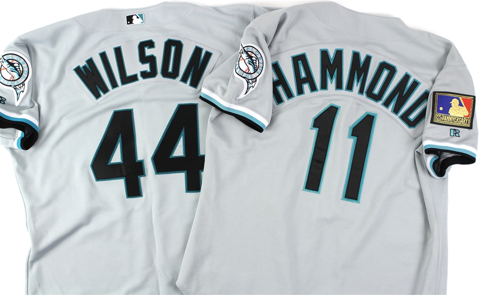  1994-2000 Florida Marlins Game Used Jerseys Including Chris Hammond and Preston Wilson)(Lot of 2)(MEARS LOA)