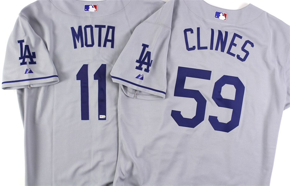 2007 Los Angeles Dodgers Team Issued Road Gray Majestic Jerseys (Lot of 2)(MEARS LOA)