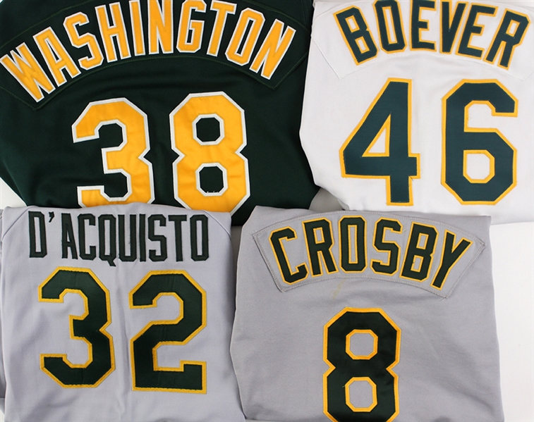 1982-2003 Oakland Athletics Team Issued, Game Used and Player Worn Jerseys Including Ron Washington, Bobby Crosby, Joe Slusarski and More (Lot of 7)(MEARS LOA)