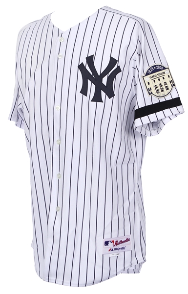 2008 Mike Mussina New York Yankees Home Jersey W/ All Star Game Patch, Yankee Stadium Patch, and Bobby Murcer Black Armband (MEARS A5)