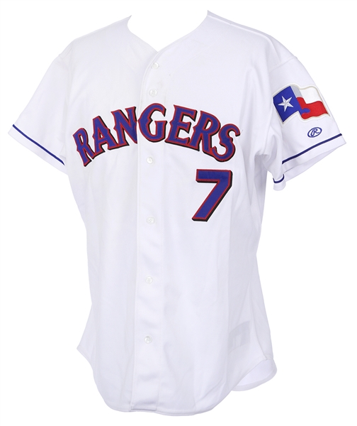 2002 Ivan Pudge Rodriguez Texas Rangers Home Jersey (MEARS A5)