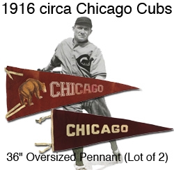 1916 circa Chicago Cubs Rare Oversized 36" Pennant Collection (Lot of 2)