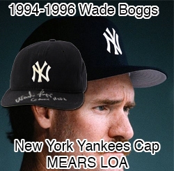 1994-1996 Wade Boggs New York Yankees Signed Game Worn Cap (MEARS LOA, JSA, Player Inscription)