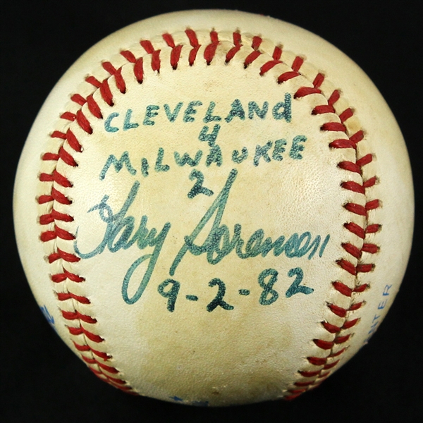 1982 Lary Sorenson Cleveland Indians Autographed Game Used OAL Baseball (MEARS LOA) (JSA)