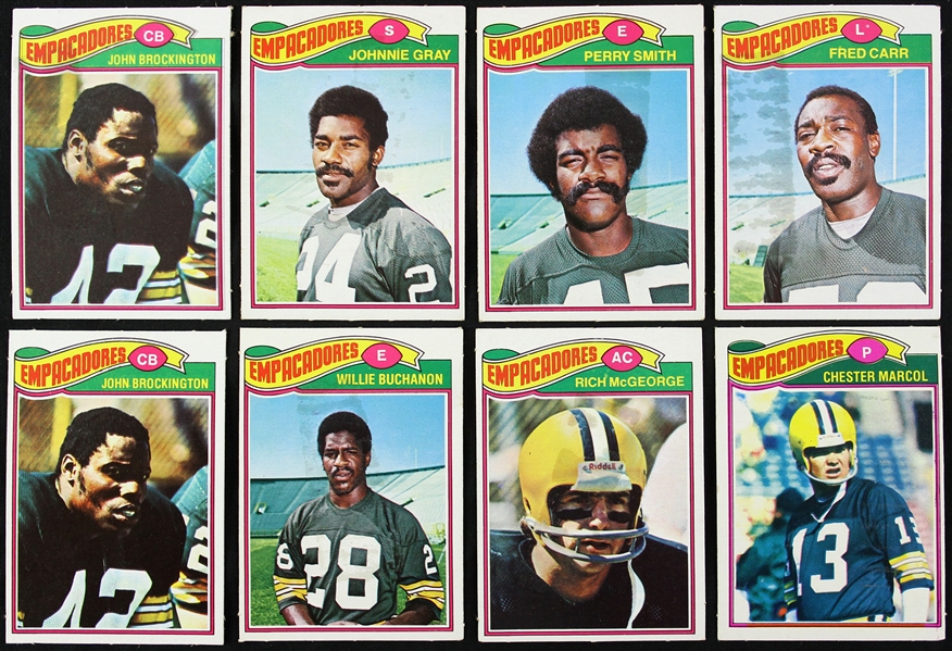 1977 Green Bay Packers Spanish Football Cards including Johnnie Gray, John Brockington, and More (Lot of 8)