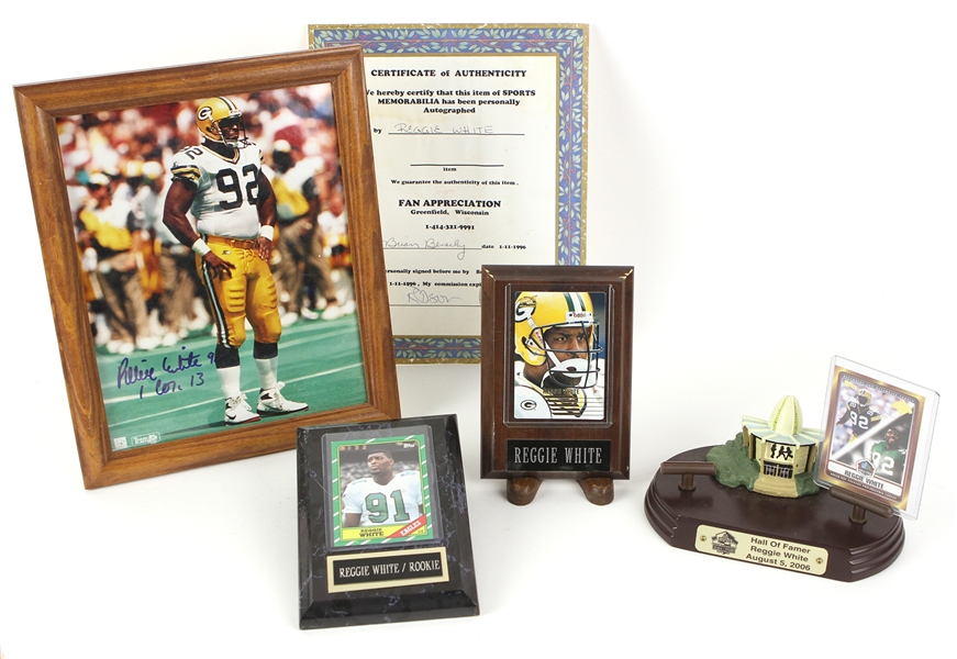1990s Reggie White Football Cards and Secretarial Signed 8x10 Photo and more (Lot of 17) 