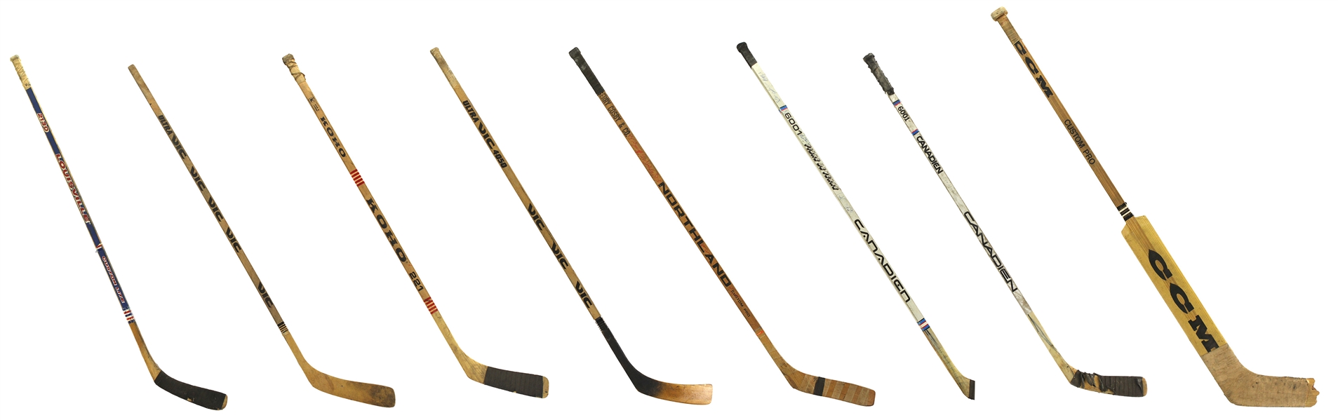 1980s Hartford Whalers & New York Rangers Lot of 8 Hockey Sticks