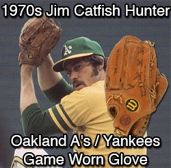 1970s Catfish Hunter As / Yankees Game Worn Glove (Sourced Direct From Family Member)