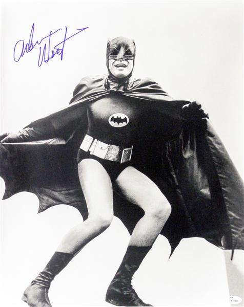 1966-68 Adam West Batman (full pose with cape) Signed LE 16x20 B&W Photo (JSA)